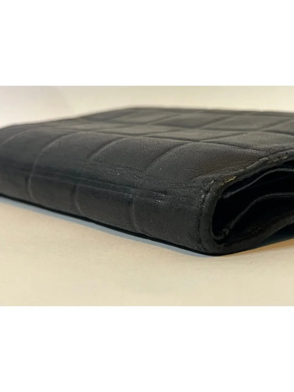 Authentic Chanel Chocolate Bar matelasse square-quilted compact trifold wallet